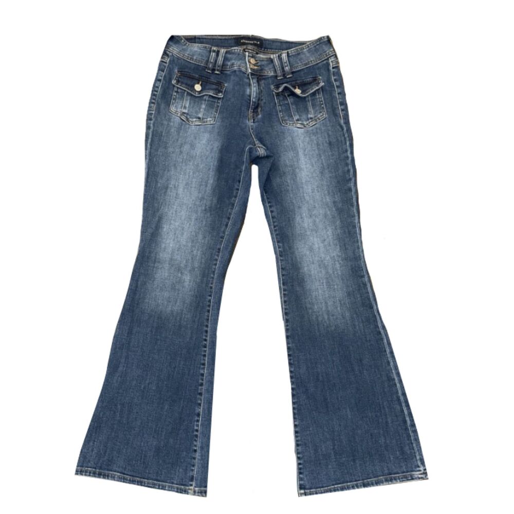 Aeropostale Flare Low-Rise Distressed Blue Jeans Size 12P Y2K Casual Streetwear